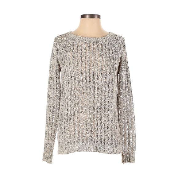 Lou & Grey Open Knit Boho Gray Lightweight Layering Pullover Sweater Size S - Picture 1 of 7